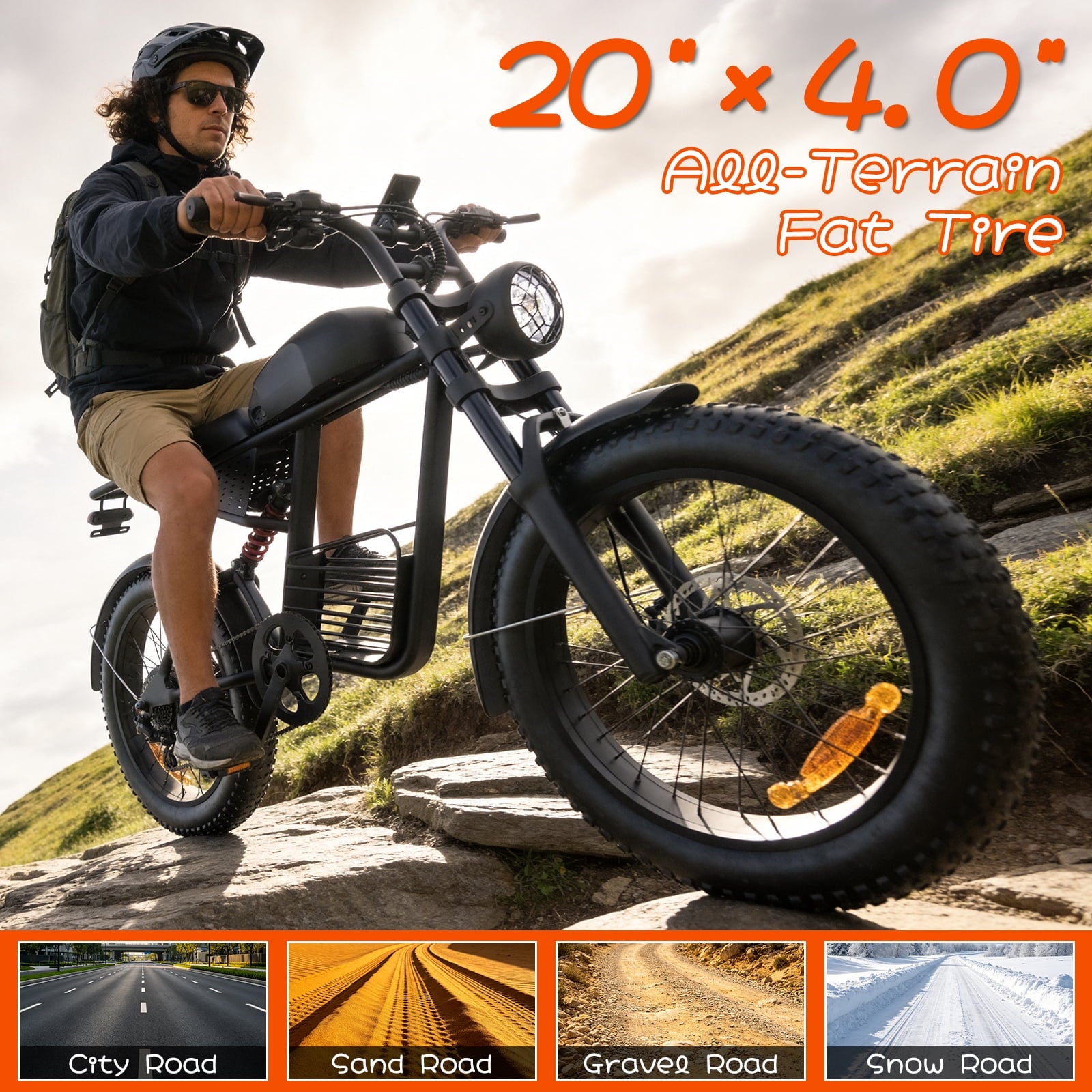 Electric Bike for Adults,750W Motor 1500W Peak,Top Speed 30MPH, Max 55miles,20×4.0 Fat Tires,48V 16.8Ah Battery,UL 2849,Fit for 18+ Electric Bikes