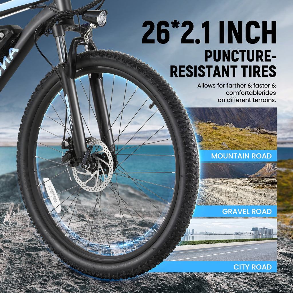 ANCHEER Electric Bike ,26 Electric Bike for Adults Electric Bicycles, 500W Electric Mountain Bike, 48V Commuter Ebike 48V Battery Ebike UL 2849, Lockable Suspension Fork, Shimano 21 Speed Electric Bikes