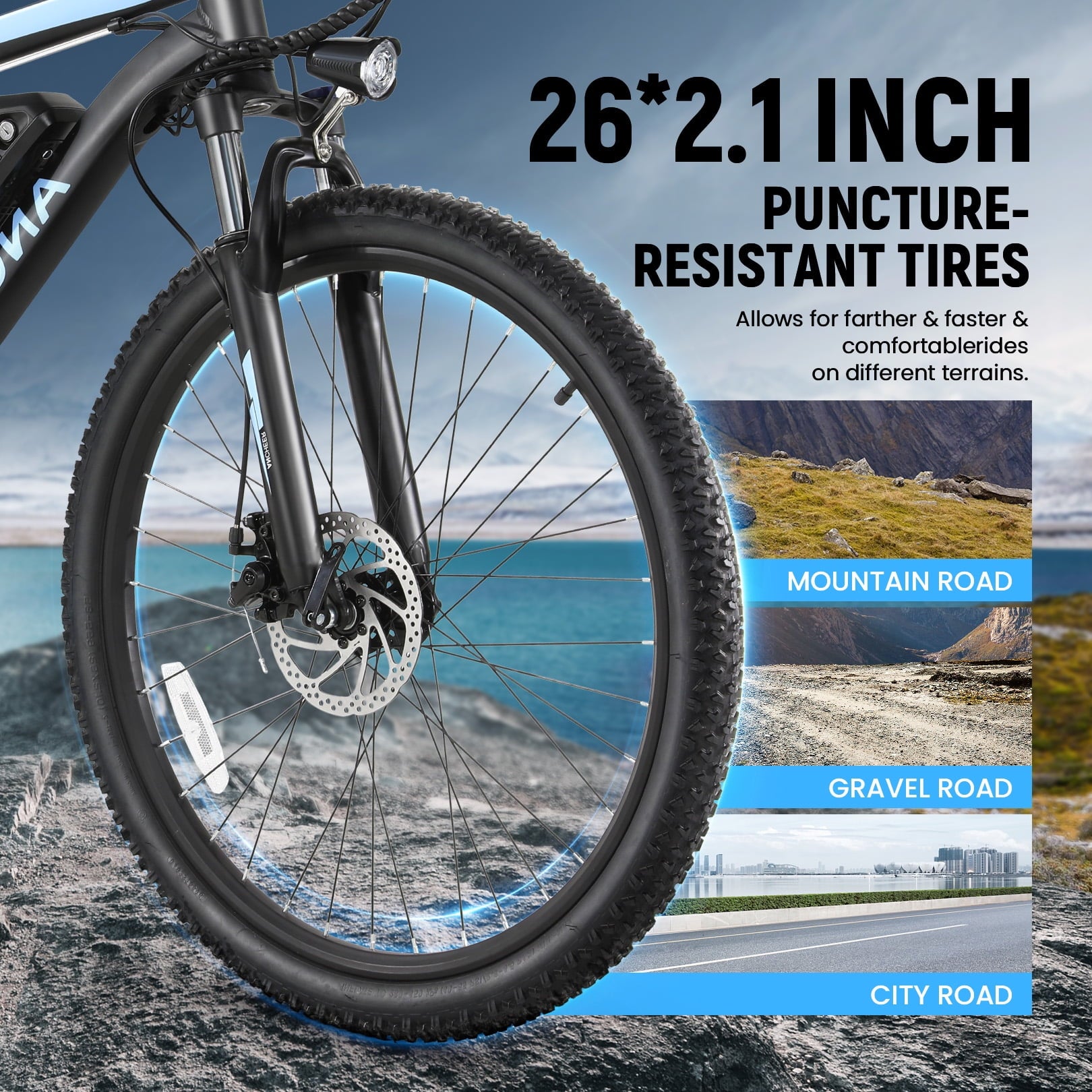 ANCHEER Electric Bike ,26 Electric Bike for Adults Electric Bicycles, 500W Electric Mountain Bike, 48V Commuter Ebike 48V Battery Ebike UL 2849, Lockable Suspension Fork, Shimano 21 Speed Electric Bikes