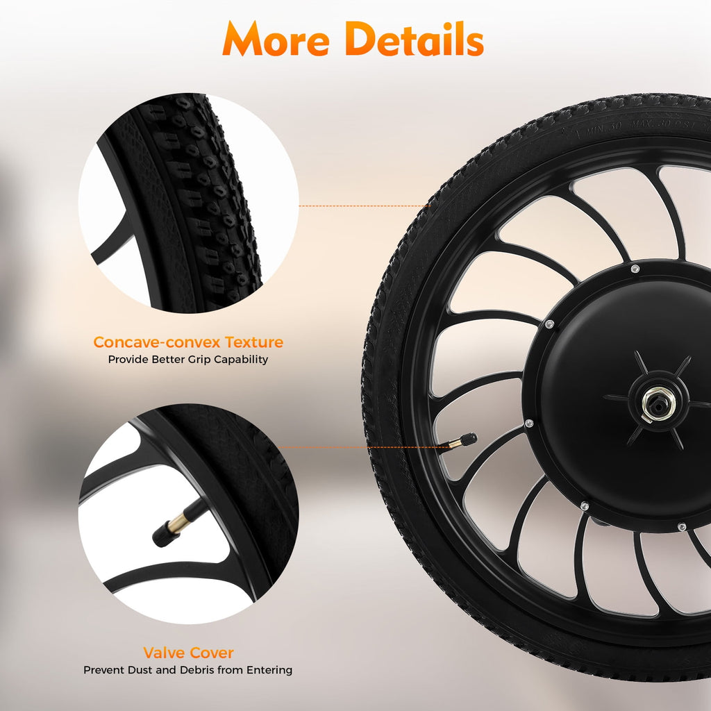 1000W Electric Bicycle Motor Wheel – High-Speed E-Bike Hub with 7-Speed Freewheel, 88.7% Efficiency, IP54 Waterproof, and 35N.m Torque Electric Bikes