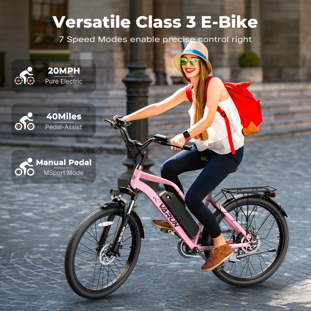 Electric Bike, 26 EBike with 750W Peak Motor, 48V 374.4Wh Removable Battery, 20+MPH, 7-Speed Gears, Includes Bike Pump, Phone Holder & Bike Lock - Electric Bicycle for Adults, UL2849 Electric Bikes