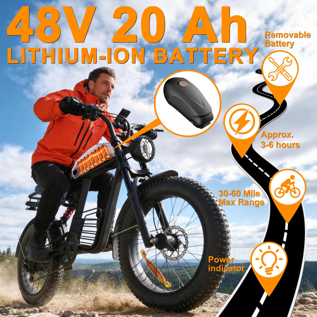Electric Bike for Adults, 750W Peak 1500W Motor,Max 35MPH & 60Mile, 20x4 Fat Tire, E Mountain Bike, 48V/18.9AH Battery,UL2849,Fit for 18+ Electric Bikes