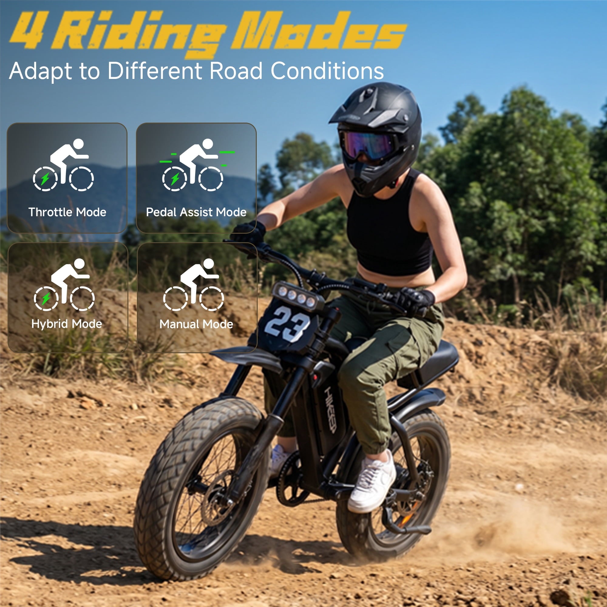 20 Fat Tire Electric Bike for Adults, 750W 1500W Peak Motor Dirt Bike, 48V 17.5Ah E-Bike, Full Suspension, Max 32MPH, UL 2849 Electric Bikes