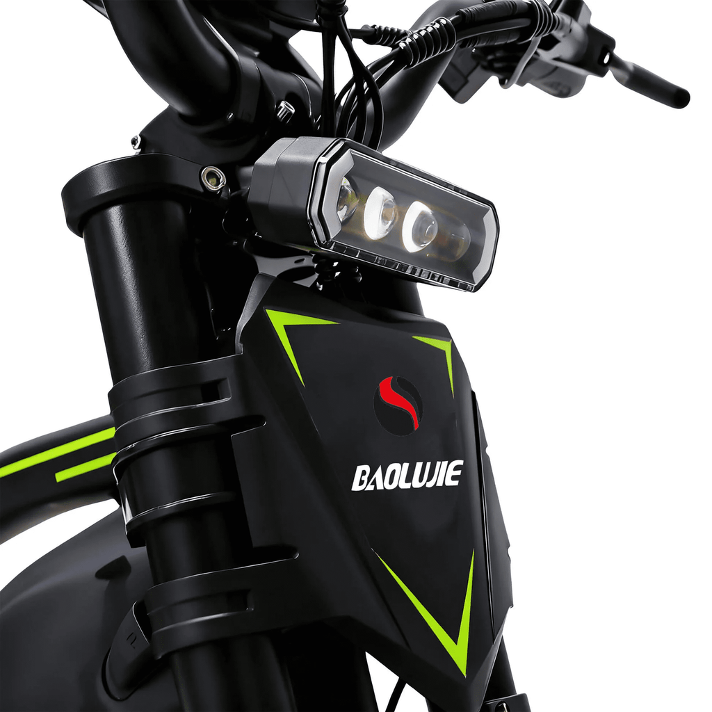 BAOLUJIE M2 3000W Electric Dirt Bike for Adults, 53 MPH, 60V/25Ah Removable Battery, 20x4.0 Fat Tires, Full Suspension, Heavy-Duty Aluminum Frame, Off-Road MTB, UL2849(Green) Electric Bikes