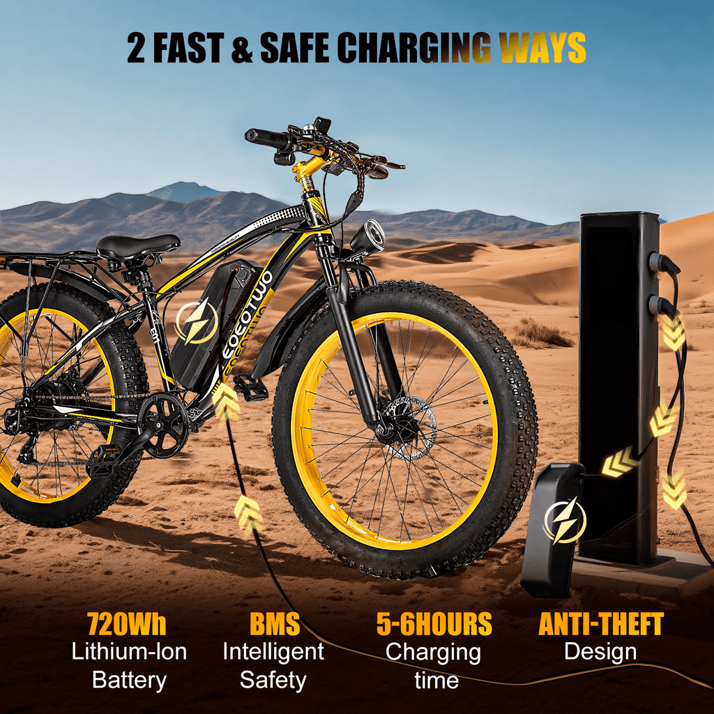 EOEOTWO 1500W Electric Mountain Bike for Adults,48V 15Ah Removable Battery 60Miles Longe Range, 34MPH Fast Cruiser Ebike, 26'' Fat Tire All-Terrain E-Bicycle with LED Display UL2849 Electric Bikes
