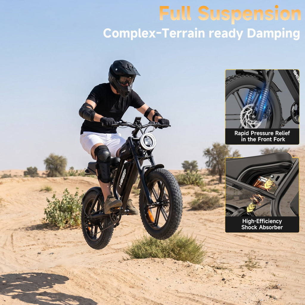 Electric Bike for Adults 20 Fat Tire, Max 32MPH Ebike, 1500W Peak E-Mountain Bike 48V 15Ah UL2849 Electric Bikes