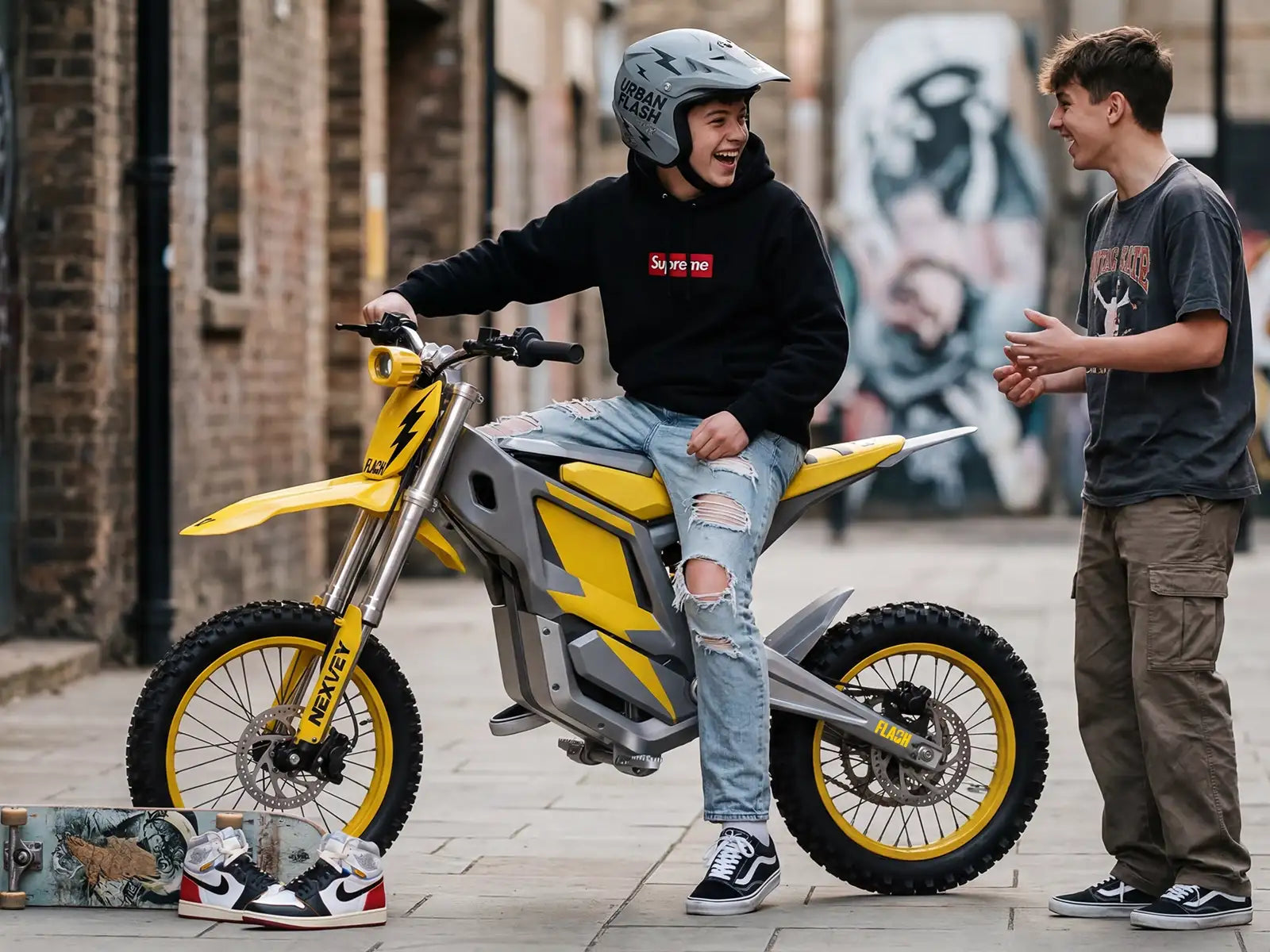NEXVEY FLASH Electric Dirt Bike with Helmet(Size L), 4000W Peak Electric Motorcycle for Teens & Adults 13+, 48V 22.5Ah Battery, 35MPH Max Speed, Dual Suspension, Off Road Ebike Gift Set Electric Bikes
