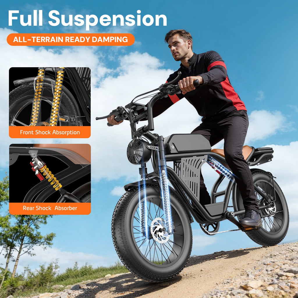 GWEIT Electric Bike for Adults, 1500W Peak Motor, 30MPH & 65 Miles Electric Mountain bike, 48V 20Ah Battery, NFC & Password Unlock, 20 Fat Tire Off-Road Ebike, UL2849 Certified Electric Bikes