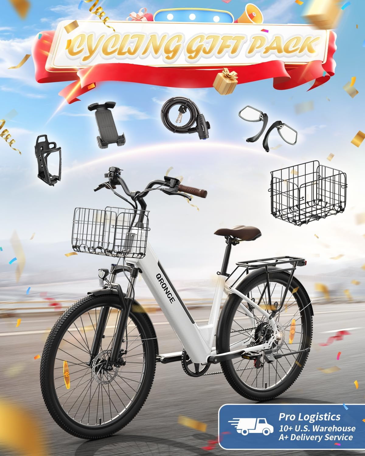 26 inch Electric Bike for Adults 1200W Peak Step Through E-Bike 70Miles Range 25 mph Max Speed Electric Bicycles 7-Speed Front Fork Suspension E-Mountain Bikes 36V 12.8AH Battery, UL2849 by SGS Electric Bikes