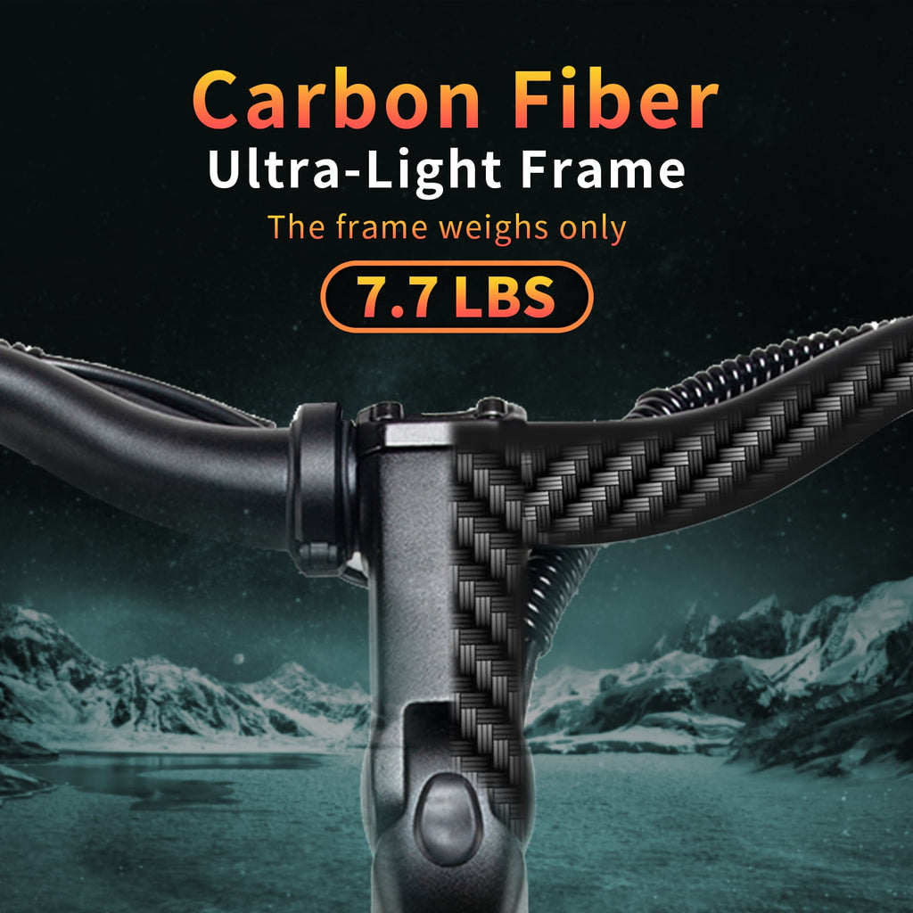 26 Carbon Fiber Electric Bike for Adults, 750W Motor 24MPH Lightweight Commuter E-Bike, 48V Dual Battery 128 Miles Long Range, 13+ Adult Electric Bicycle - Gray Electric Bikes