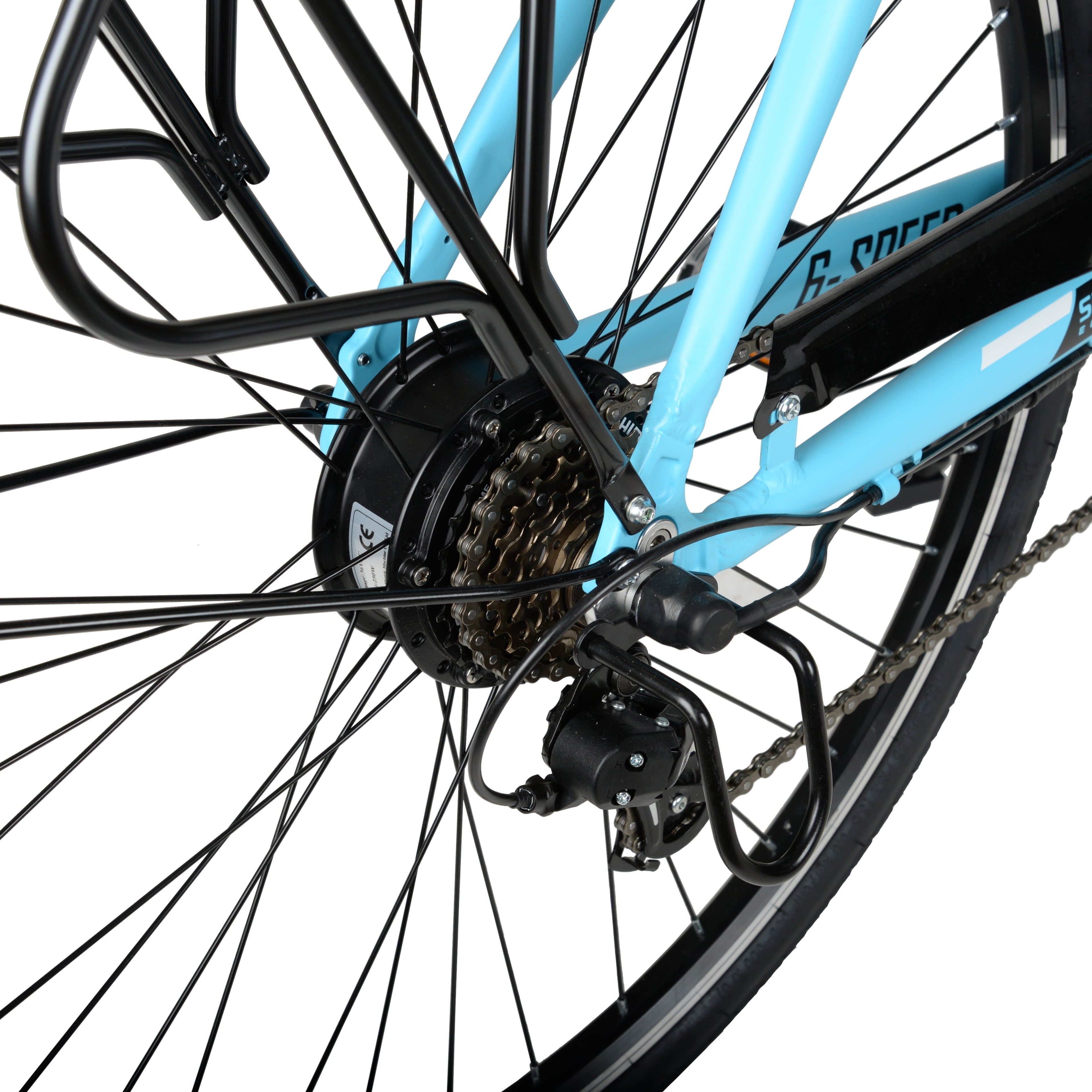 Hyper Bicycles E-Ride 700C 36V Electric Commuter E-Bike for Adults, Pedal-Assist, 250W Motor, Blue Electric Bikes