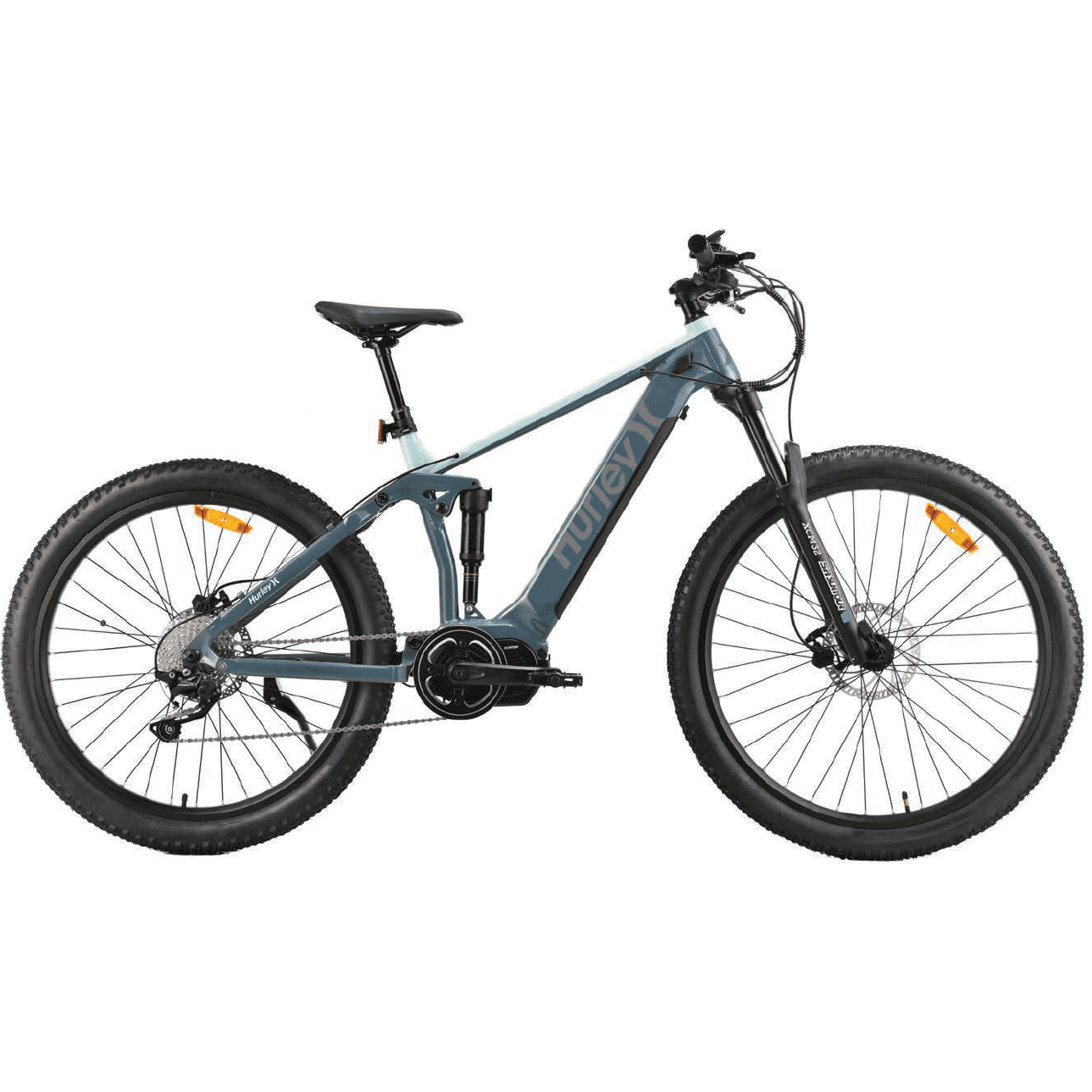 Hurley Bikes Riptide 19-inch Dual Suspension E-Mountain Bike, Green Electric Bikes