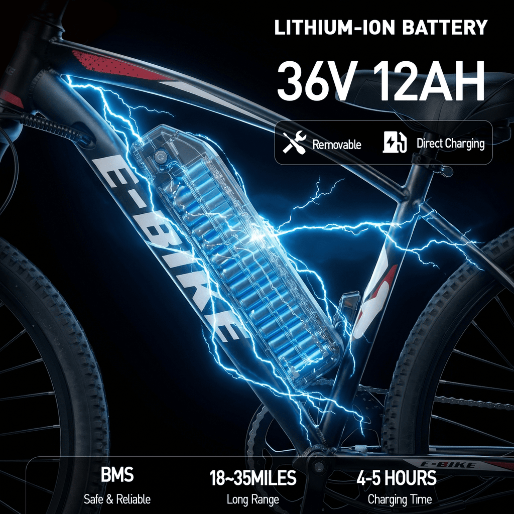 Electric Bike with 749W Brushless Motor, 20MPH, Commuting Electric Mountain Bicycle, Removable Battery, 7-Speed, 26 Tires, Full Suspension, Lightweight Ebike for Teens, 35 Mile Range, UL 2849 Electric Bikes