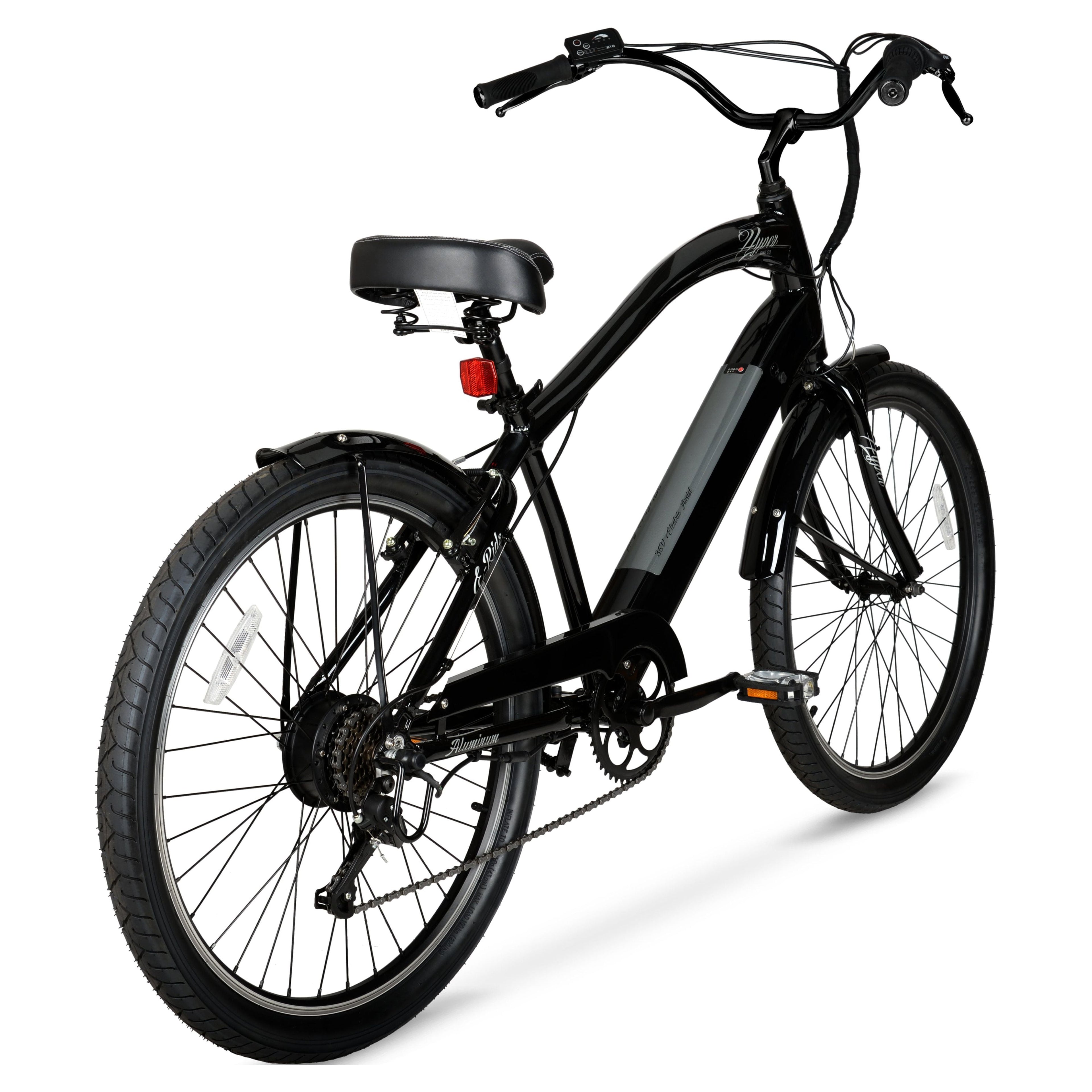 Hyper Bicycles 26 36V Men's Electric Cruiser E-Bike with Pedal-Assist, 250W Motor, Black Electric Bikes