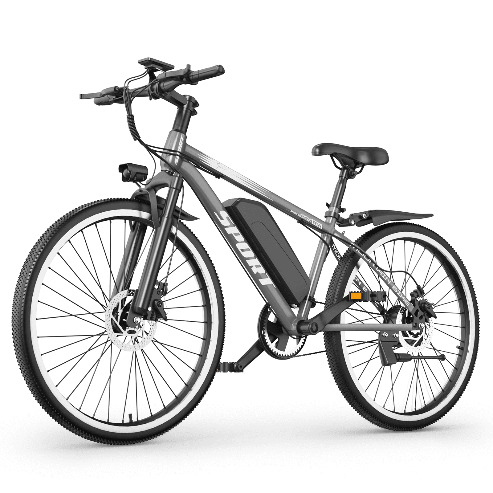 ASKGO Adult Electric Mountain Bike, 750W Peak Motor, 48V 10.4Ah Removable Battery, 26-Inch E-Bike, 20 MPH Max Speed, 45-Mile Range, Dual Disc Brakes & Full SuspensionTrail Riding,  Gray Electric Bikes