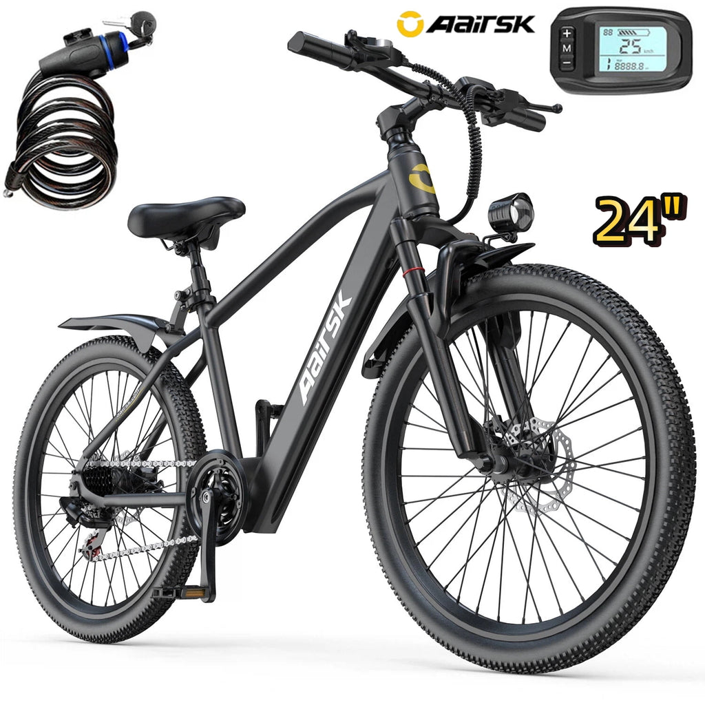 Aairsk GT300 24 Electric Bicycles for Adults,400W Motor,22MPH,36V 10AH Battery,7-Speed,40 Miles Range,UL2849 Electric Bikes