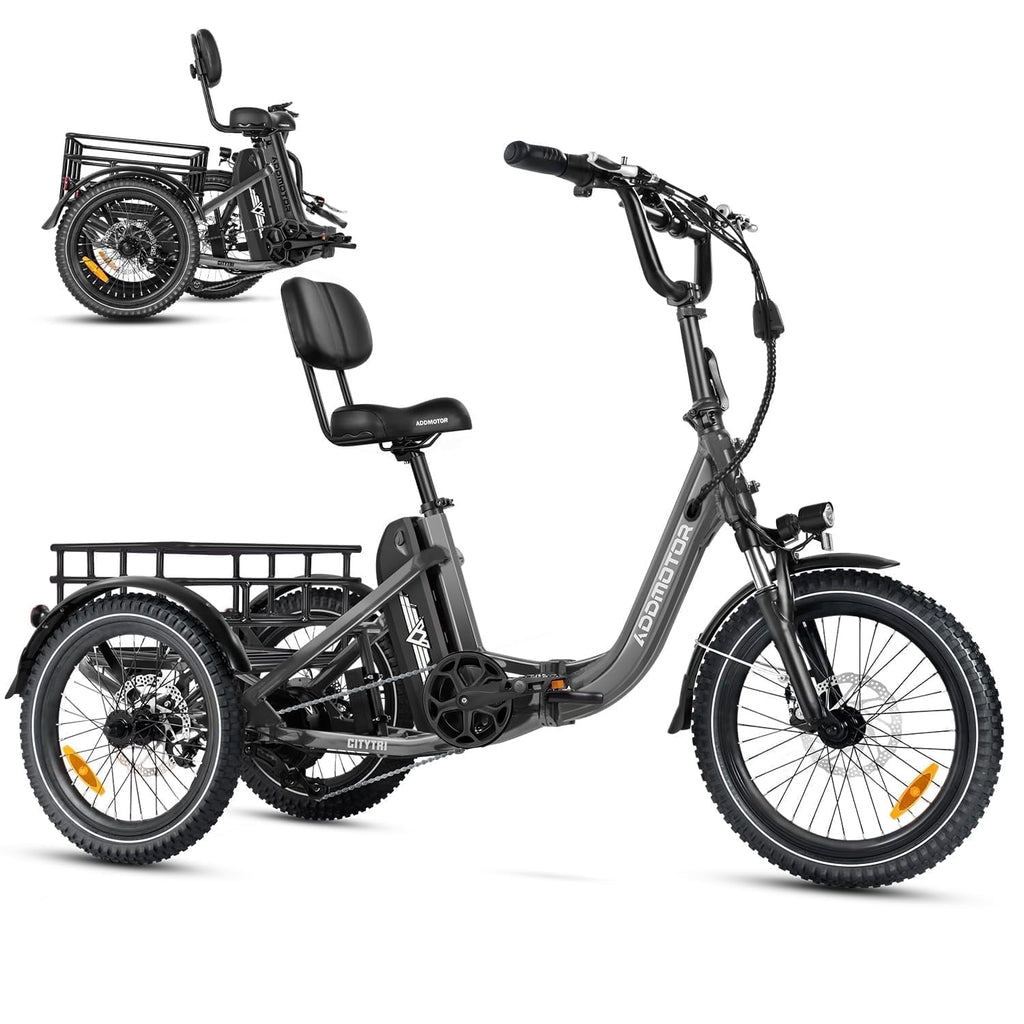 Addmotor CITYTRI E-310 PLUS Folding Electric Trike, 90MI Electric Tricycle for Adults, 750W 48V 20Ah 3 Wheel Electric Bikes, Step-Thru Etrike, Differential, Parking Brake Electric Bikes