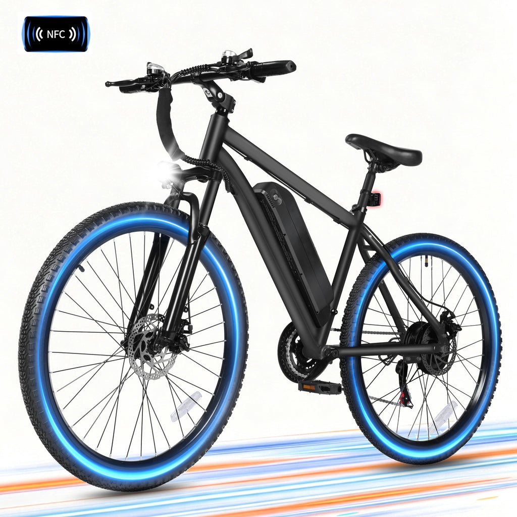 Adult Electric Mountain Bike – 27.5 21-Speed, 1200W Brushless Motor, 28 MPH, 48V 10.4Ah Removable Battery, Step-Over Frame, NFC Unlock, White Electric Bikes