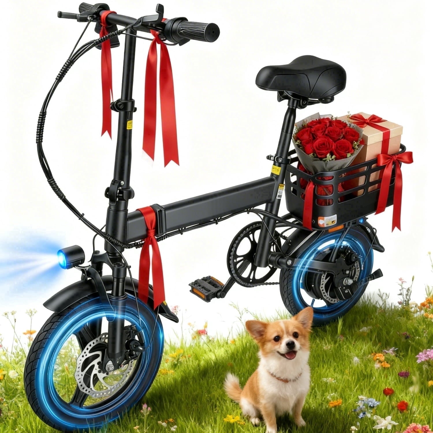 BroPath Electric Bike for Adults, Ebike, Electric Bicycle with 36V 10AH Battery,14 Folding Ebike, 21MPH,20+ Miles,350W High Motor,Multi-Shock Absorption,Commuting Mini E Bikes for Teens,UL2849 Electric Bikes