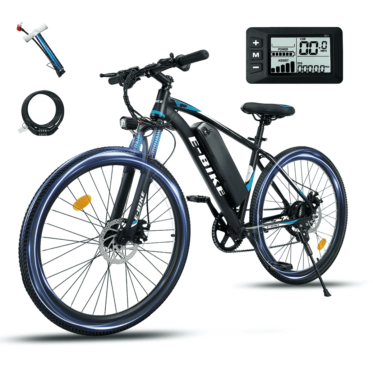 Bycyla Electric Bike for Adults,26”Electric Mountain Bike 576Wh Internal Battery & LCD Display, with 7-Speed, 25MPH,Ebike,Full Suspension, 750W (Peak) Motor Commuter Electric Bicycle,UL2849 Electric Bikes