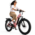 ESKUTE 1500W Electric Bike for Adults – 32 MPH, 80-Mile Range, 48V 20.8Ah Battery, 26x4.0 Fat Tires, Full Suspension, Step-Thru, 8-Speed – Pink Electric Bikes