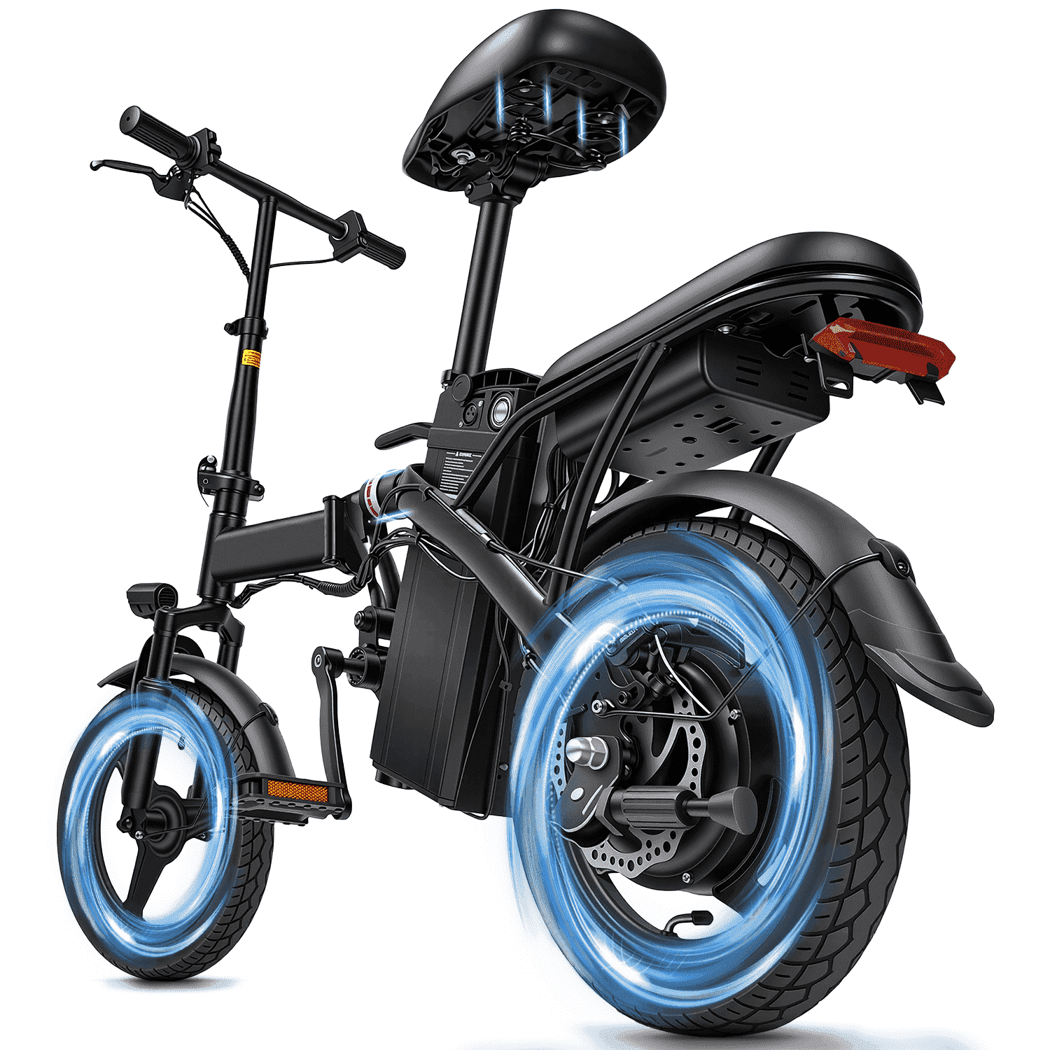 Electric Bike, 18 Mph Electric Bicycles, 350W Peak 500W Motor Foldable Ebike, 14 Tire E-bike for Adults, 48V 8Ah Battery, 15° Uphill, UL2849 Certified, 25 Miles PAS Range Electric Bikes