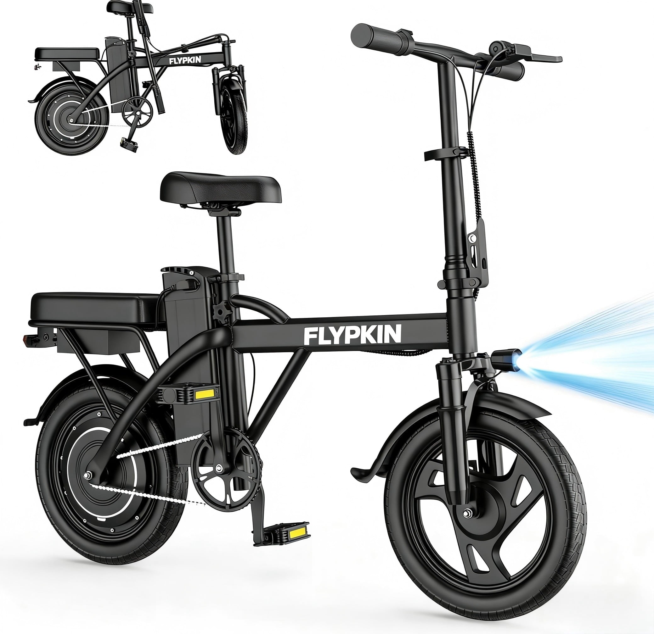 Electric Bike for Adults, 500W Motor, 20 MPH Max Speed Folding Ebike, 14 Electric Bicycles, Max 30 Miles Range (Pedal Assist Mode), Mini E Bikes Electric Bikes