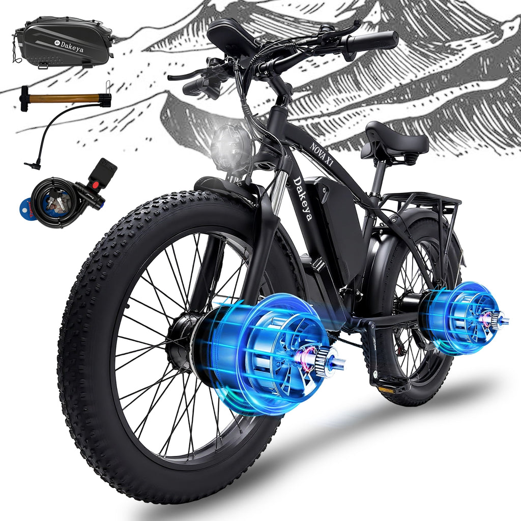KYD Electric Fat Tire Bike for Adults, 6000W Dual Motor Ebike, Max 50MPH 26x4.0 Off-Road Mountain Electric Bicycle, 60V 25AH, UL2849 Electric Bikes
