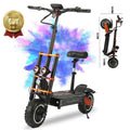 Adults Electric Scooter 6000W Dual Motor Up to 58 mph, 60 Miles Range, 60V35Ah Battery, C-Type Dual Suspensions 11 All Terrain Tires Adjustable Handlebar, NFC and Detached Seat, Foldable, Sport Electric Bikes