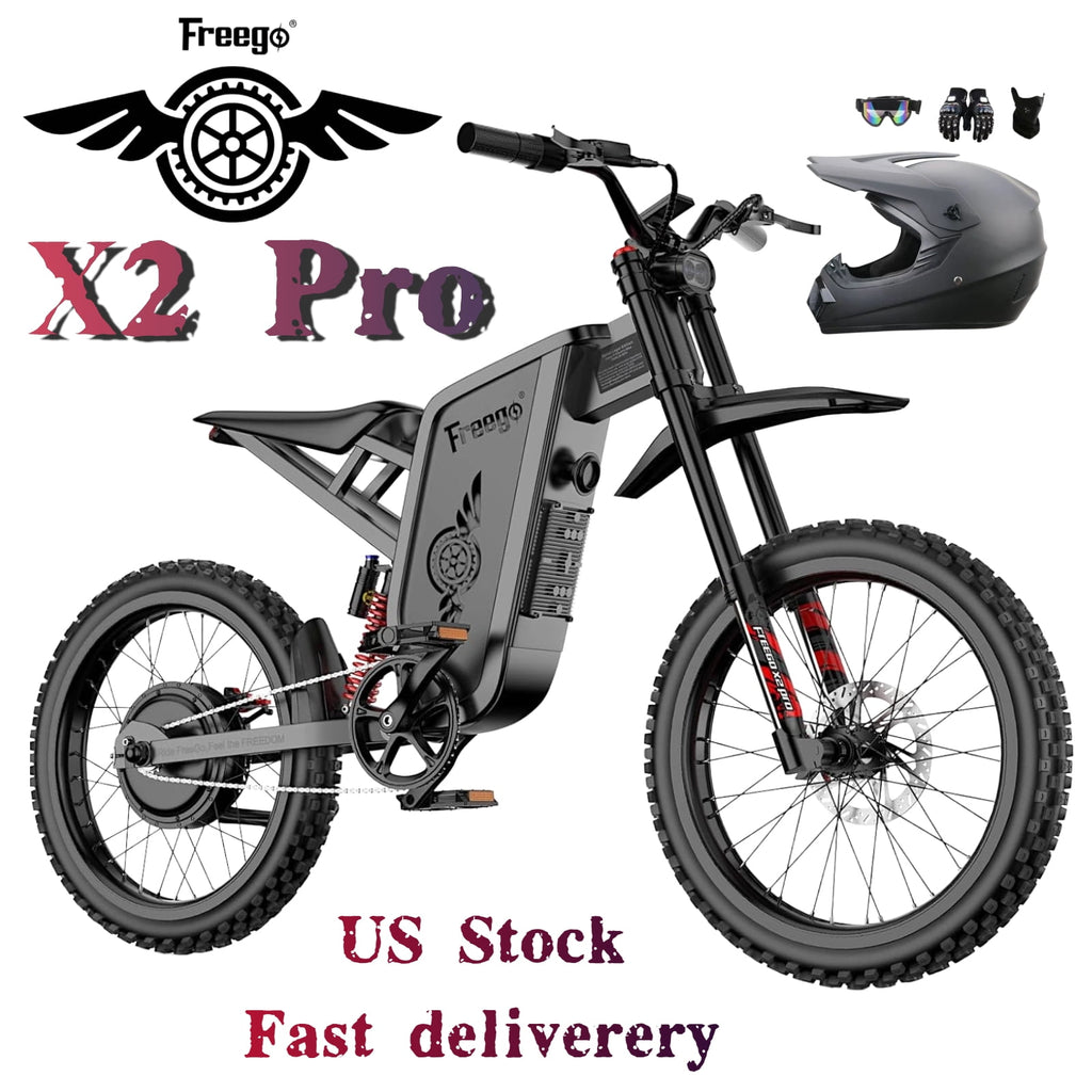 Freego X2Pro 6000W(Peak)Motor 60V 30Ah Battery Electric Motorcycle for Adults,Electric Dirt Bike Teens ,50MPH Off Road Electric Bicycle,19x2 Full Suspension/Four-Piston Hydraulic Brake UL2849 Electric Bikes