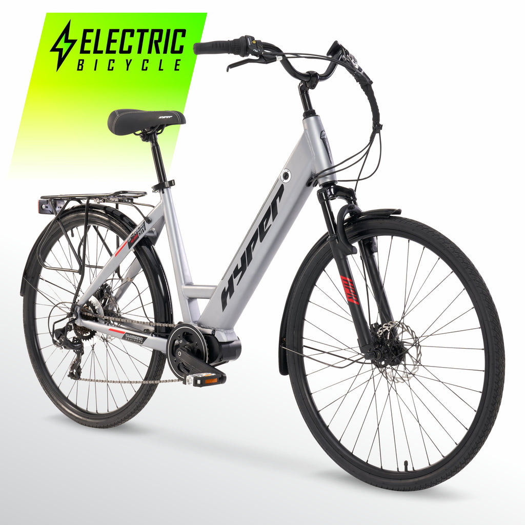 Hyper Bicycles 36V 700C Electric Commuter E-Bike, Adult Ages 13+, 250W Motor, Matte Gray Electric Bikes
