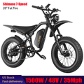 JECHAM 1500W Peak Electric Bike for Adults Teens, 48V 16AH Battery Up to 40+ Miles, 35 MPH Off-Road E-bike with 20x4.5 Fat Tires UL 2849 Electric Bikes