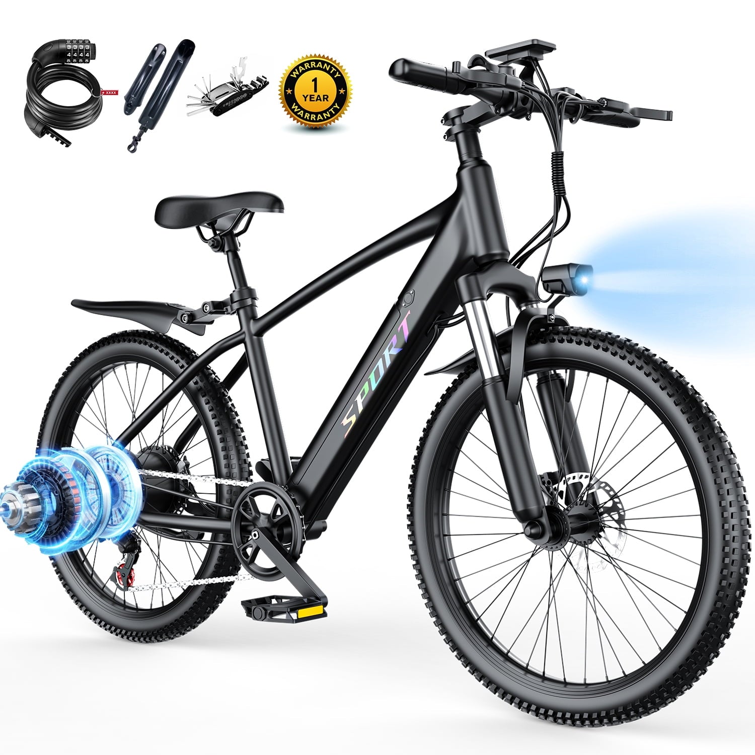 F28-1500W Peak 26 Electric Mountain Bike for Adults,48V 10.5A Off-Road E-Dirt Bike (Removable Battery）55 Mile Range,LCD Display,365 lbs Capacity,Pneumatic Tires-UL2849 Certified (Camp,Trail Rid) Electric Bikes