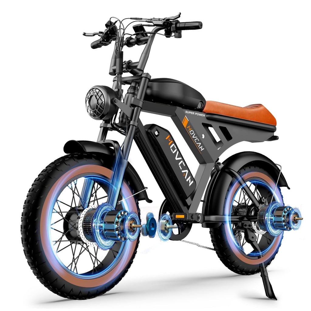 Movcan V30PROMAX Electric Bike for Adults, 3000W Dual Motor 37.5MPH,48V 40AH Dual Battery 120Miles, 20x4 Fat Tire Electric Mountain Bike, Hydraulic Disc Brakes with Full Suspension,APP Control,UL28 Electric Bikes