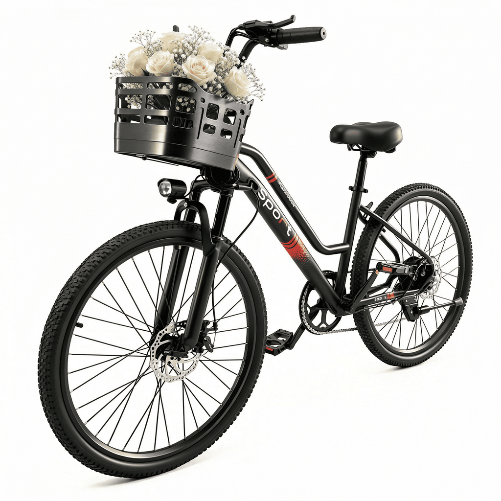OwnGold Electric Bike with Basket,750W Peak Motor 25MPH 35+ Miles,432Wh Battery,26Commuter Ebike for Adults,7-Speed,UL2849 Electric Bikes