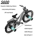 Shengmilo S600 Electric Mountain Bike 48V 1000W Dual Battery Ideal for off-road riding, hydraulic disc brakes, outdoor adventures Aluminum alloy frame, 3.0-inch wide tires Electric Bikes
