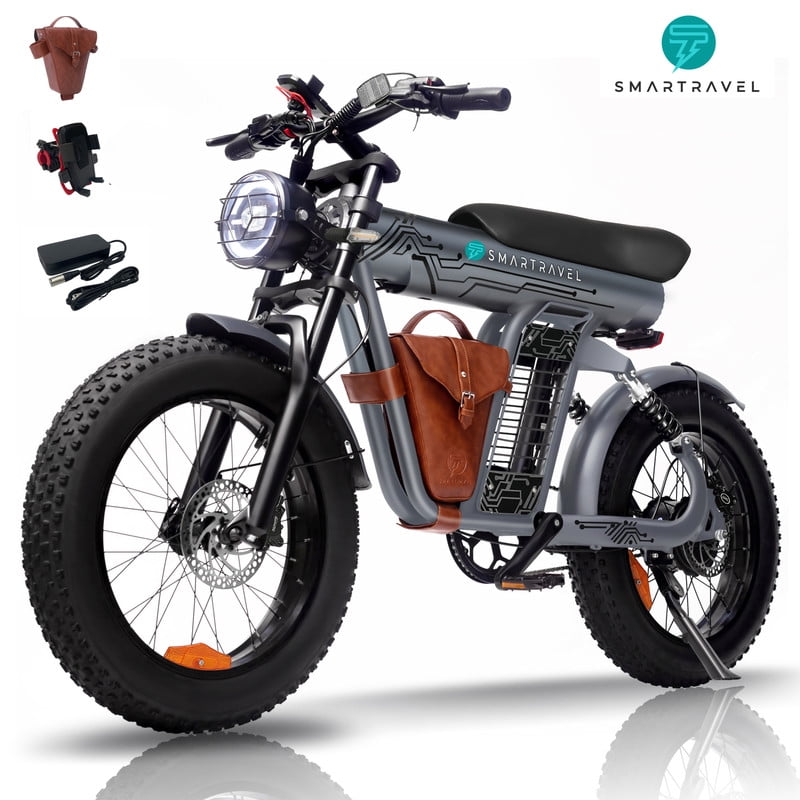 Smartravel Rocket ST201F 1200W Motor Electric Bike, 20*4 All Terrain Fat Tires,48V20AH Battery,Shimano 7-Speed, Full Suspension, Up to 32MPH UL2849 Electric Bikes