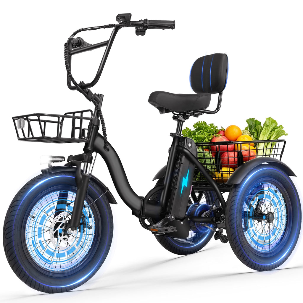 ESKUTE Adult E Trike Electric Tricycle – 750W Brushless Motor, 18+ MPH, Fat Tires, Foldable Step-Thru 3-Wheel E-Bike, Up to 55 Miles, Black Electric Bikes