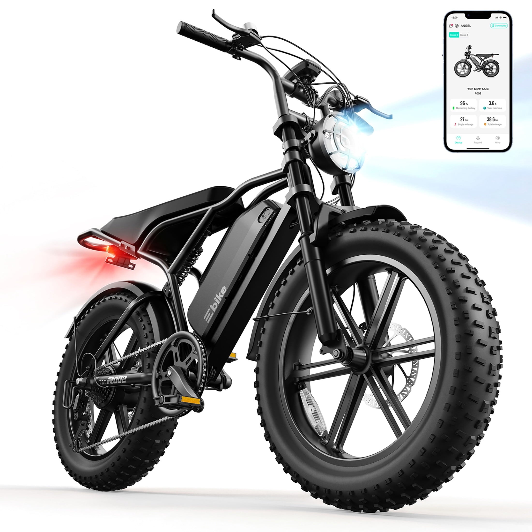 TST Electric Bike for Adults, 750W Motor, 20x4 Fat Tire, 20Mph Speed EBike, Full Suspension E Mountain Bike, 48V/15AH, UL2849 Electric Bikes