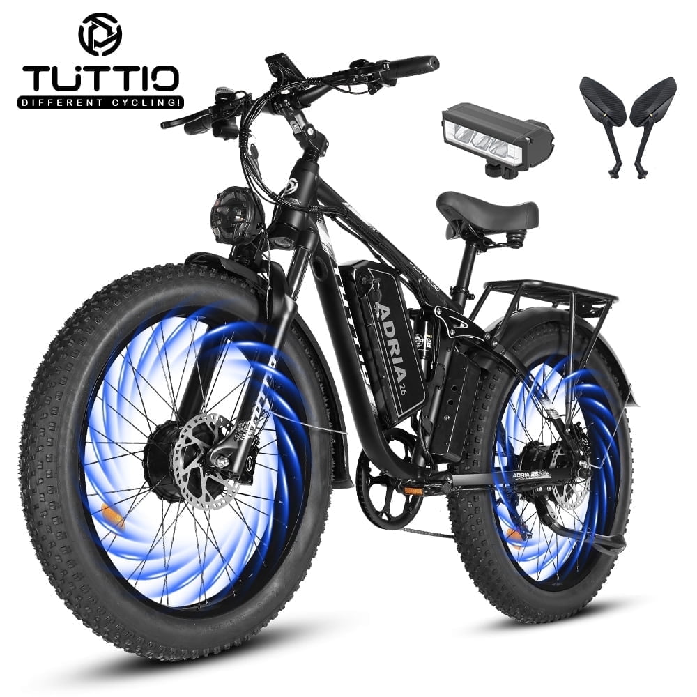 TUTTIO Adria26 5000W Electric Mountain Bike for Adults, 26 Fat Tire E-Bike for Men, 7 Speed, Max 46Mph Electric Bikes