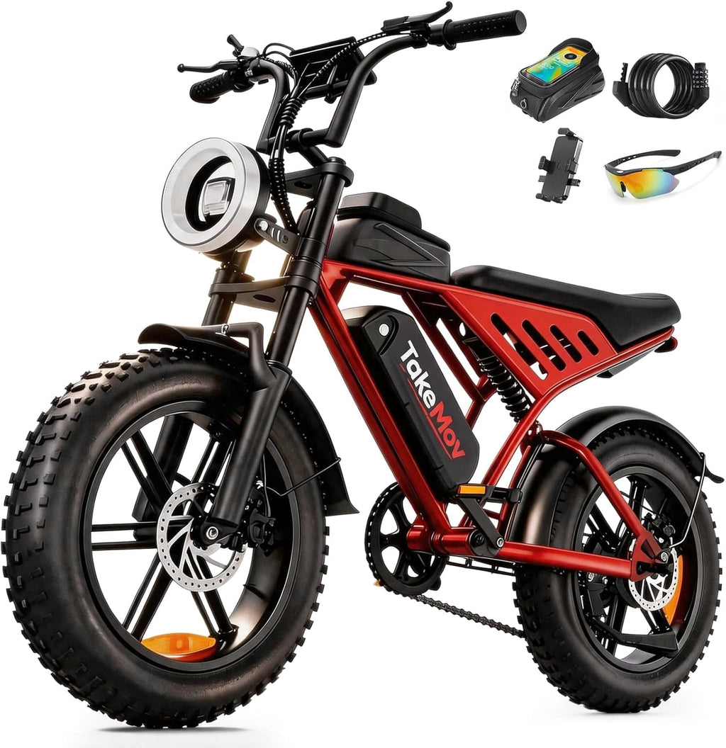 TakeMov Electric Bike for Adults, 1000W Peak 2000W Motor, 40MPH & 80 Miles, 20x4 Fat Tire E-Mountain Bike, NFC Unlock, 48V/25AH, UL2849 Certified Electric Bikes
