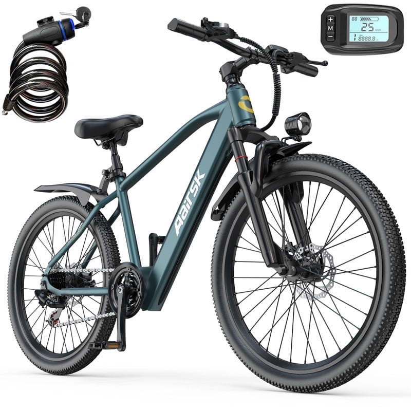 Unibike 24Electric Bike for Adults, 400W Ebike with 36V 10AH Battery, 40Miles Long Range Mountain Bikes, Shimano 7-Speed Electric Bicycle, Blue Electric Bikes