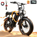 XKJ Electric Bike for Adults, 1500W Peak, 30MPH Electric Bike,50Mlies, 20 Fat Tire E-Mountain Bikes, 920Wh Removable Battery Ebike, Full Suspension shock, 7-Speed, UL 2849,Dirt ebike Electric Bikes