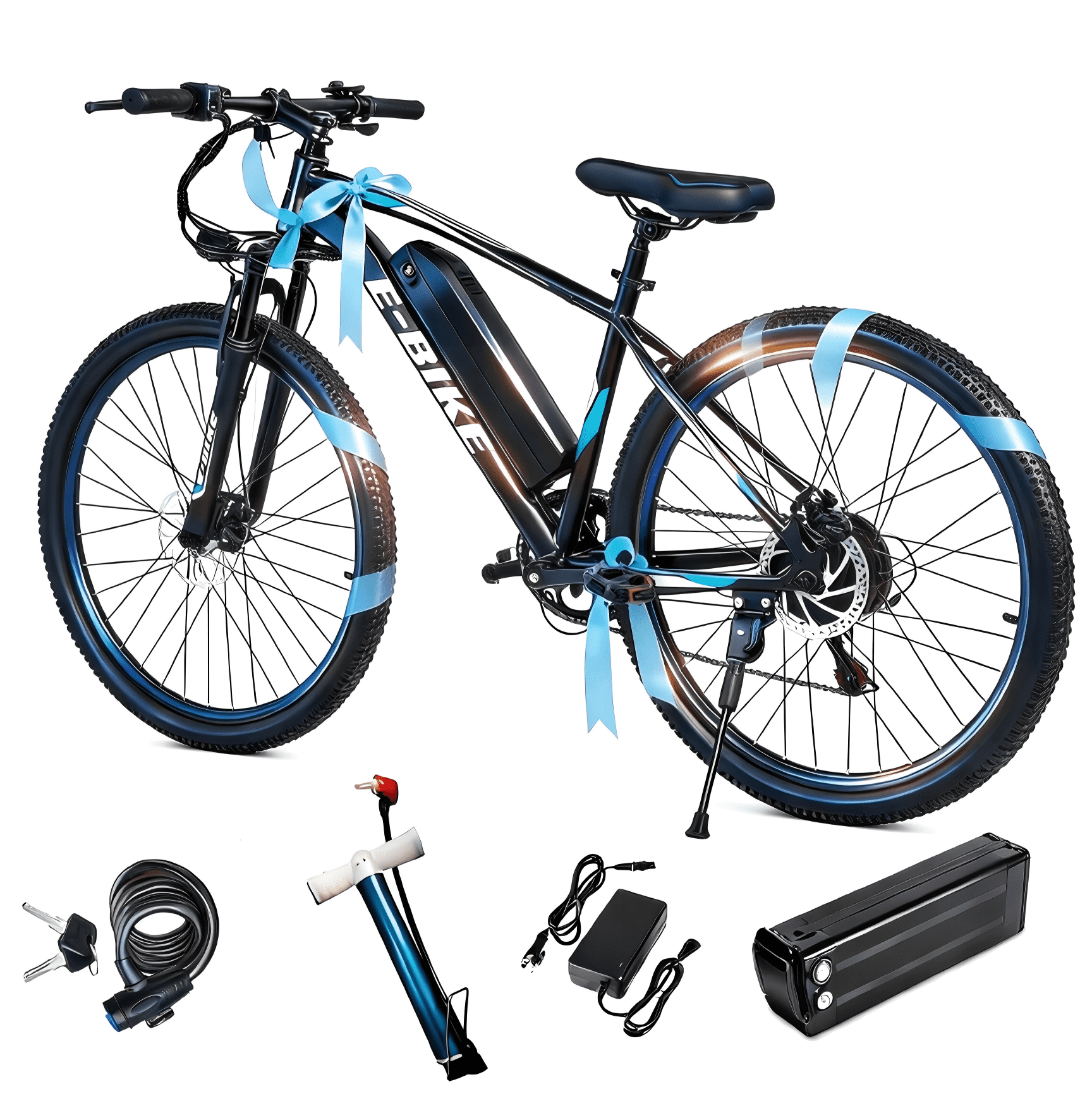 XKJ Electric Bike for Adults, 26”Electric Mountain Bike 576Wh Internal Battery & LCD Display,750W (Peak) Motor,7-Speed, Lightweight Ebike for Teens,40 Miles, Full Suspension,UL2849 Electric Bikes