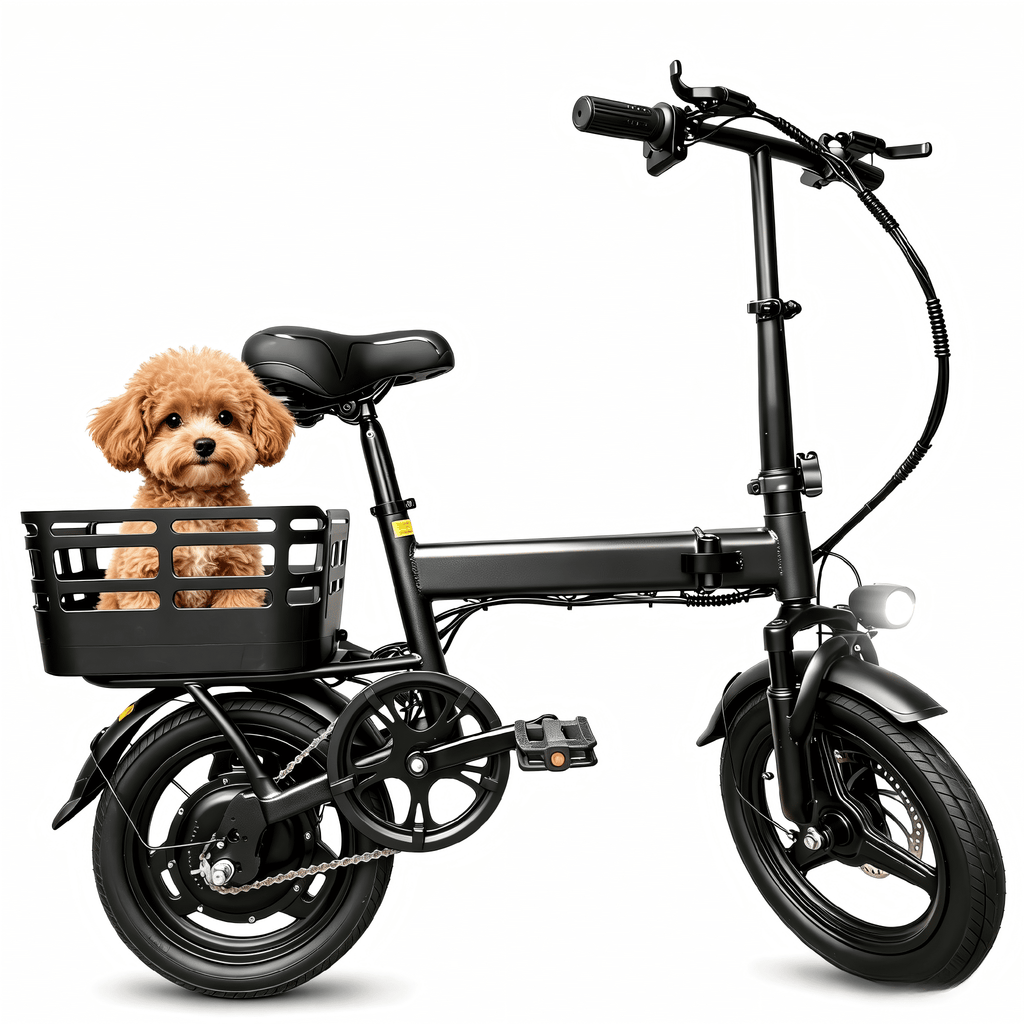 XLNEFNZ 14 Folding Electric Bike for Teens and Adults, 500W Peak Brushless Motor, 432Wh Hidden Anti-Theft Battery, 20MPH 35 Miles, Rear Basket Lightweight Ebike, UL2849 Electric Bikes
