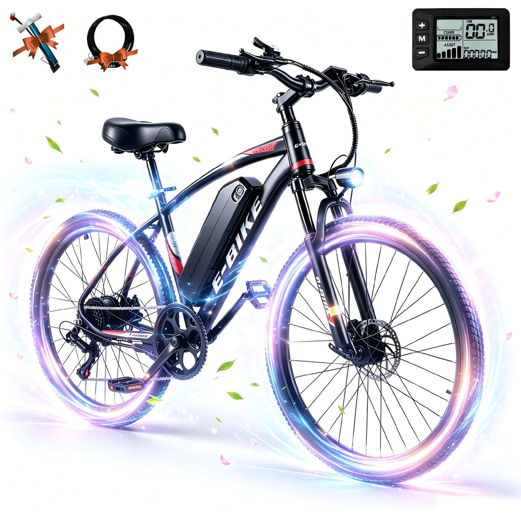 XYJ Electric Bike for Adults,750W Peak Motor,25 MPH,Electric Mountain Bike,26 Adult Electric Bicycles with Multi-Shock Absorption,48V 12Ah Removable Battery,7 Speed,UL 2849,Commuter Electric Bicycle Electric Bikes