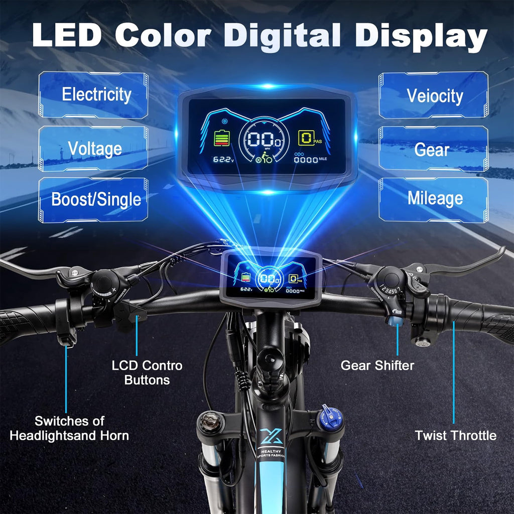 6000W Electric Bike, 60V 25AH Battery Ebike for Adults, Dual Motor AWD Ebike 50MPH 21-Speed ,Long Range Mountain EBike with 26 x 4.0 Fat Tire, All-Road Mountain Bike UL2849 Electric Bikes