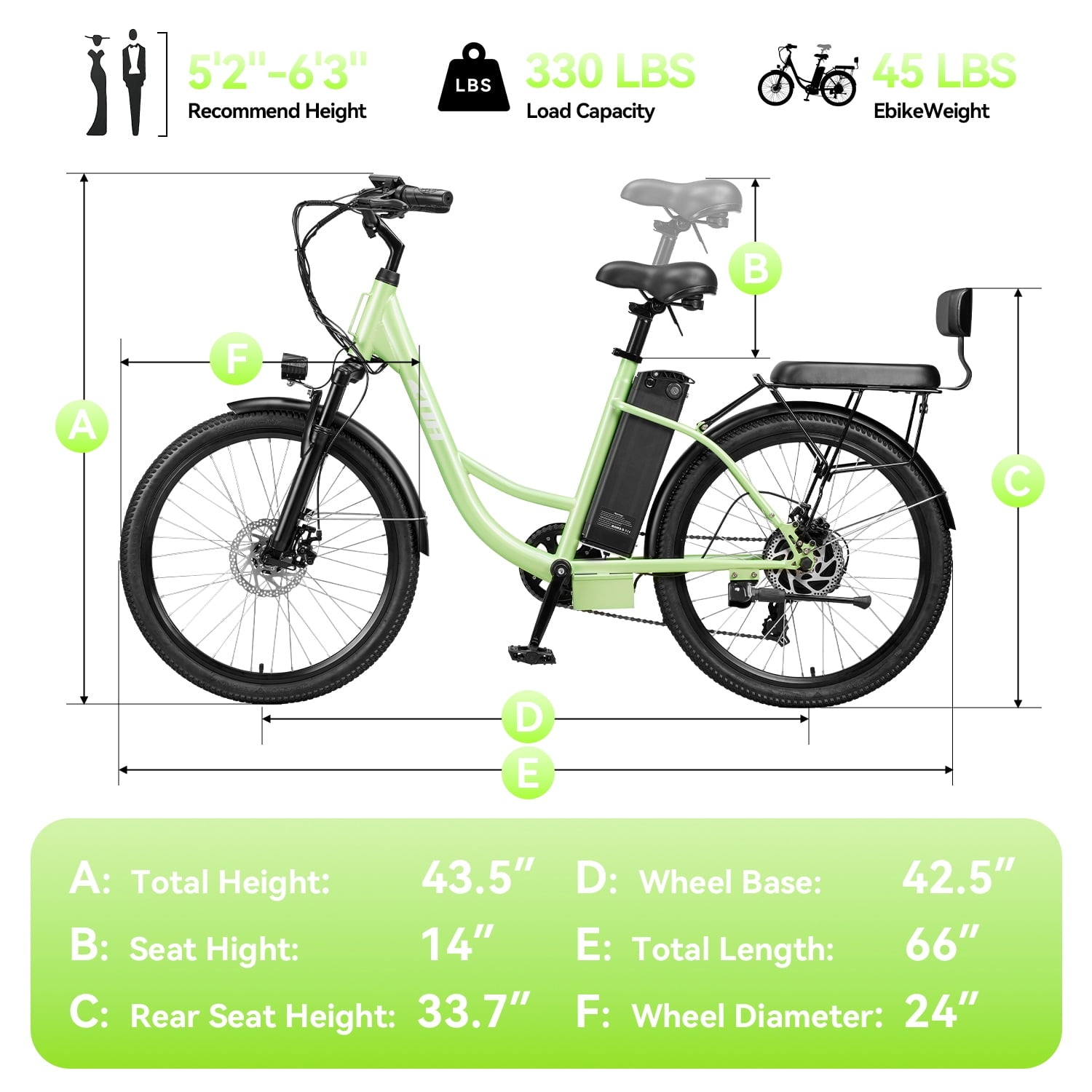 ZNH 24 Electric Bike for Adults 16+, 700W Motor Ebike with 48V 13Ah Battery, 20MPH Max Speed, UL2849 Certified, Recreational Use Only Electric Bikes