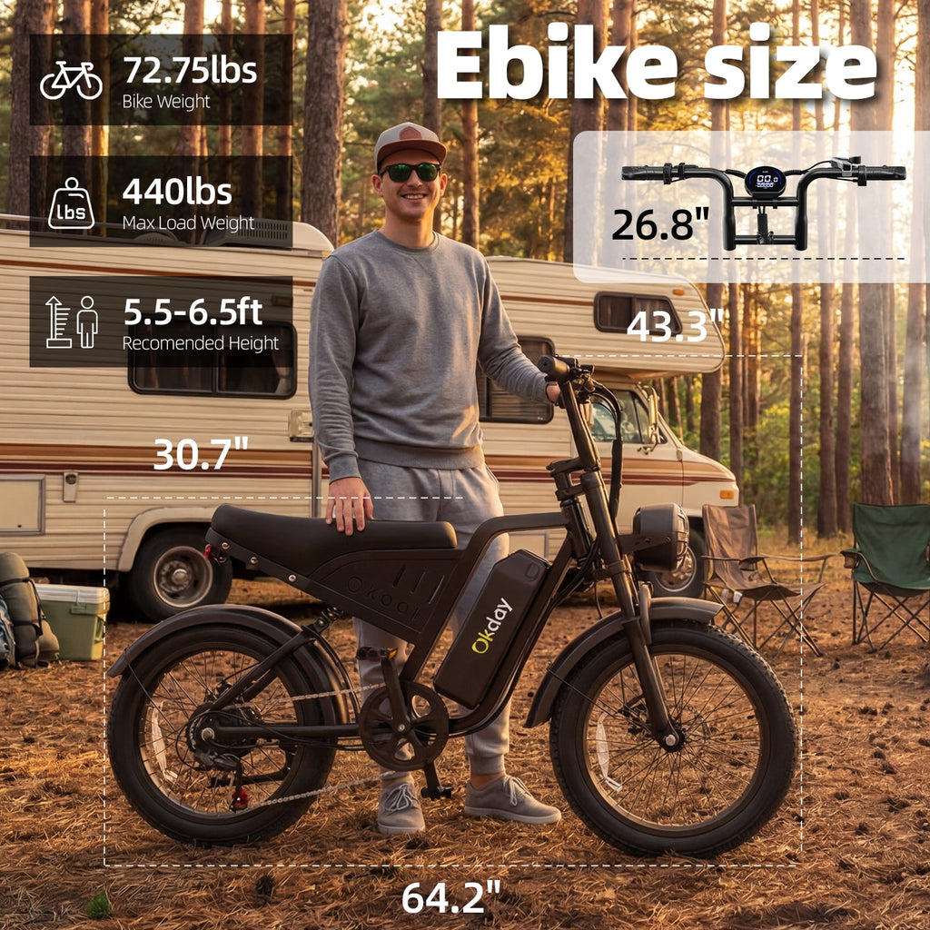 Deepower K3 Electric Bike for Adults, 1500W Peak Motor 28MPH Electric Dirt Bike, 48V 15Ah Removable Battery 20x4.0 Fat Tire Ebike, Dual Suspension 7-Speed Moped Bicycle, UL 2849 Certified Electric Bikes