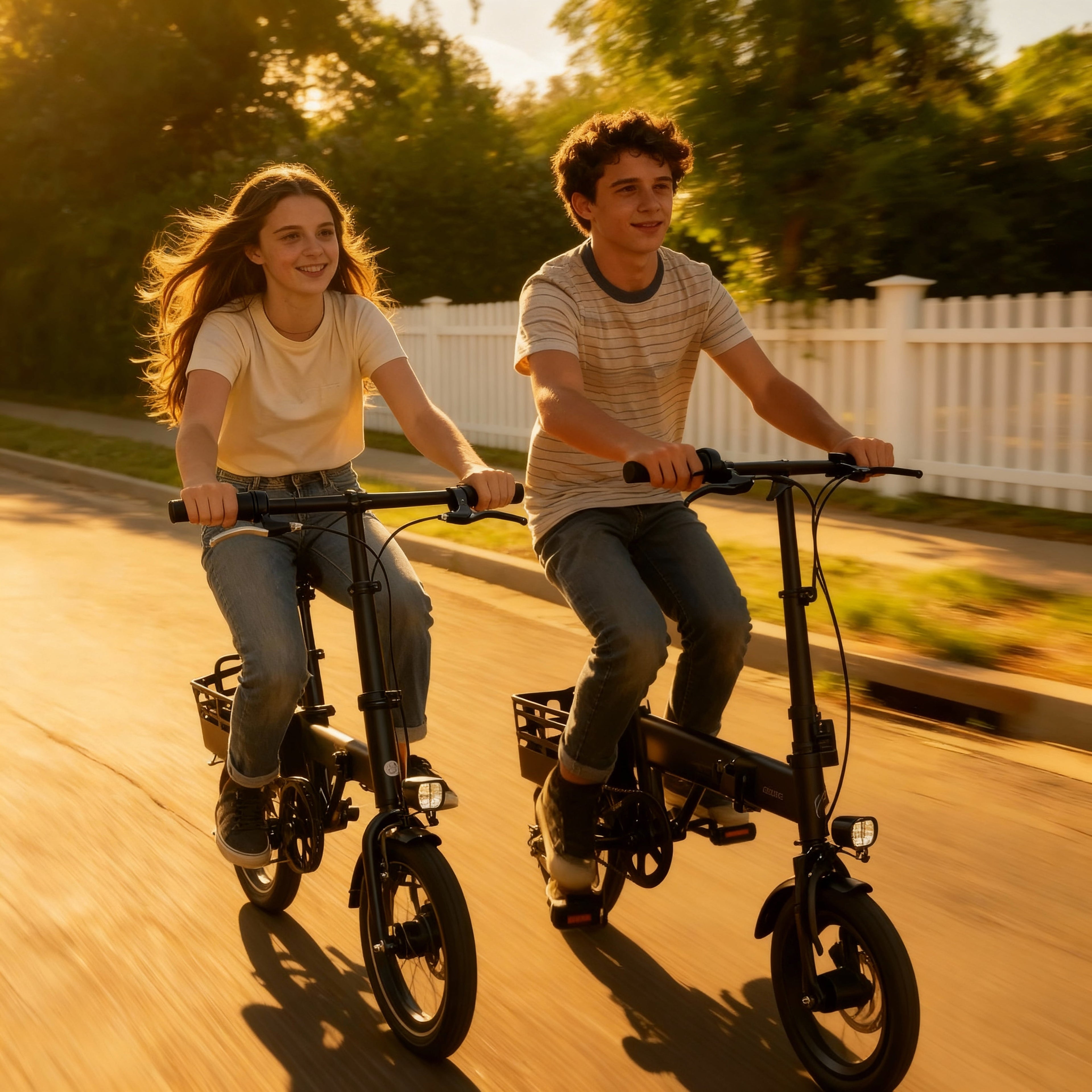 XLNEFNZ 14 Folding Electric Bike for Teens and Adults, 500W Peak Brushless Motor, 432Wh Hidden Anti-Theft Battery, 20MPH 35 Miles, Rear Basket Lightweight Ebike, UL2849 Electric Bikes